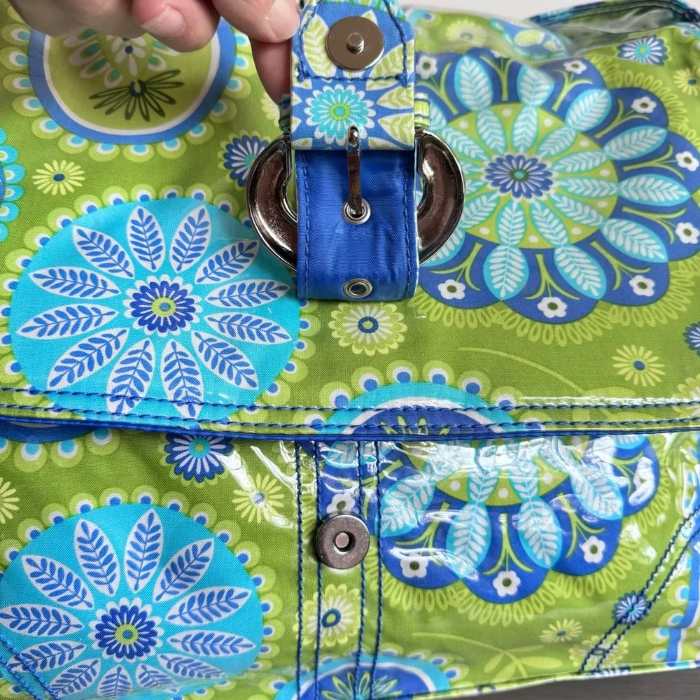 Kalencom New Orleans Paisley Diaper Bag NEW Laminated Fabric Tote Blue‎ Green